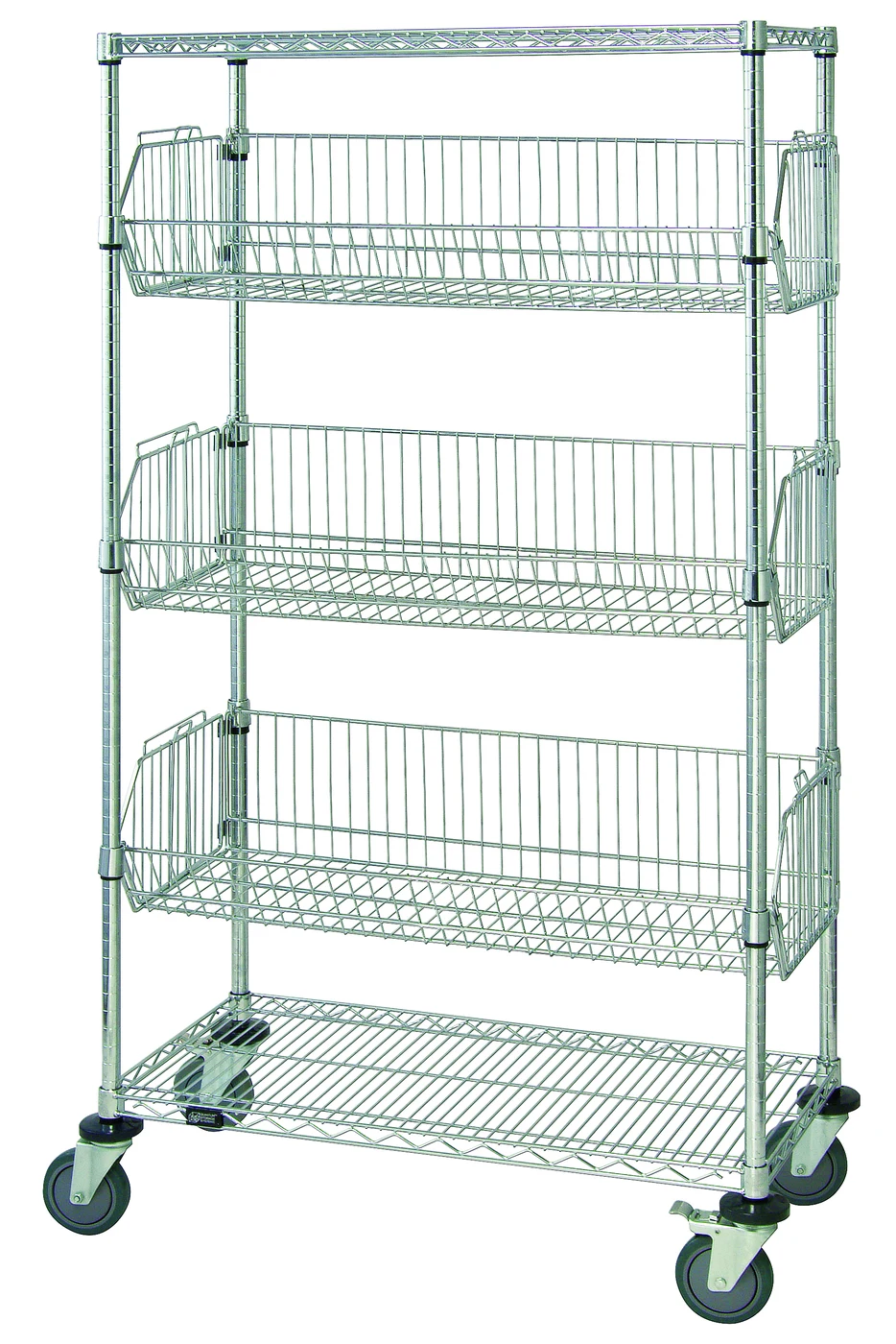 Quantum M2448BC6C Mobile Basket Unit, 48"W x 24"D x 69"H, 110 lb capacity, Chrome