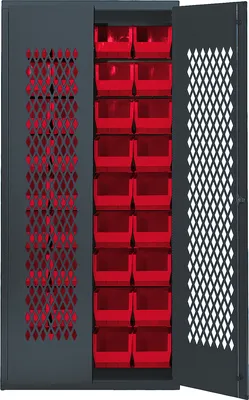 Quantum MESH-240RD Heavy-duty Specialty Bin Cabinets, 36"W x 18"D x 78"H, Gray