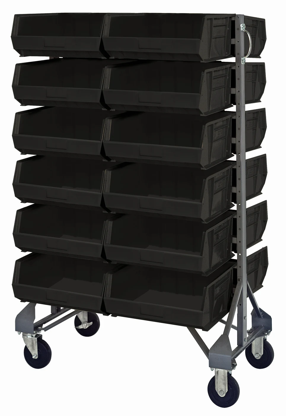 Quantum MQRU-12D-210-192BK Mobile Rail Rack, 36"L x 20"W x 53"H, 1500 lb capacity, Gray