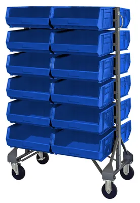 Quantum MQRU-12D-210-192BL Mobile Rail Rack, 36"L x 20"W x 53"H, 1500 lb capacity, Gray