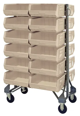 Quantum MQRU-12D-210-192IV Mobile Rail Rack, 36"L x 20"W x 53"H, 1500 lb capacity, Gray
