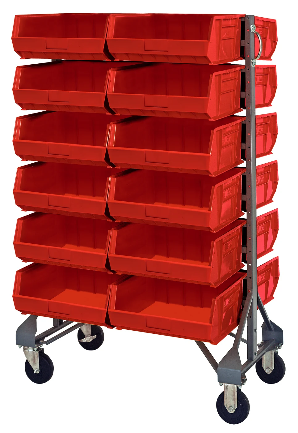Quantum MQRU-12D-210-192RD Mobile Rail Rack, 36"L x 20"W x 53"H, 1500 lb capacity, Gray