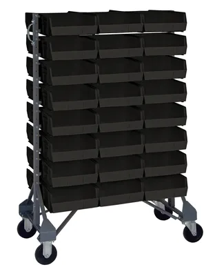 Quantum MQRU-16D-230-96BK Mobile Rail Rack, 36"L x 20"W x 53"H, 1500 lb capacity, Gray
