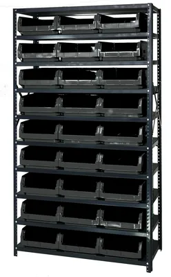 Quantum MSU-531BK Magnum Bin Steel Shelving, 42"W x 18"D x 75"H, 350 lb capacity, Gray