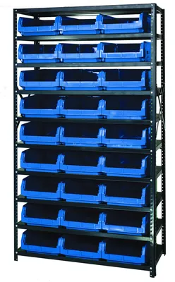 Quantum MSU-531BL Magnum Bin Steel Shelving, 42"W x 18"D x 75"H, 350 lb capacity, Gray