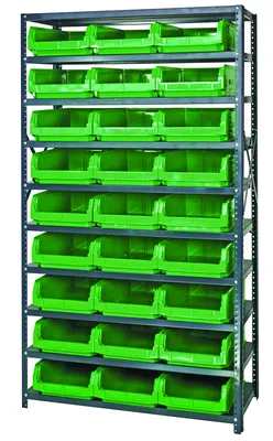Quantum MSU-531GN Magnum Bin Steel Shelving, 42"W x 18"D x 75"H, 350 lb capacity, Gray