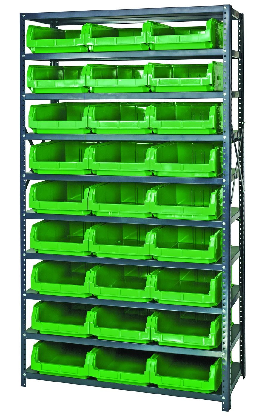 Quantum MSU-531GN Magnum Bin Steel Shelving, 42"W x 18"D x 75"H, 350 lb capacity, Gray