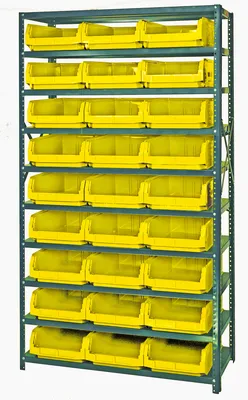 Quantum MSU-531YL Magnum Bin Steel Shelving, 42"W x 18"D x 75"H, 350 lb capacity, Gray