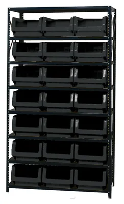 Quantum MSU-532BK Magnum Bin Steel Shelving, 42"W x 18"D x 75"H, 350 lb capacity, Gray