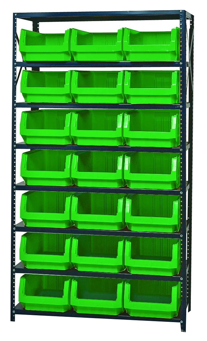 Quantum MSU-532GN Magnum Bin Steel Shelving, 42"W x 18"D x 75"H, 350 lb capacity, Gray