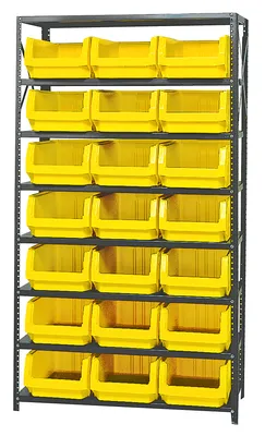 Quantum MSU-532YL Magnum Bin Steel Shelving, 42"W x 18"D x 75"H, 350 lb capacity, Gray