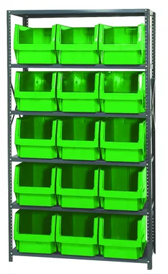 Quantum MSU-533GN Magnum Bin Steel Shelving, 42"W x 18"D x 75"H, 350 lb capacity, Gray