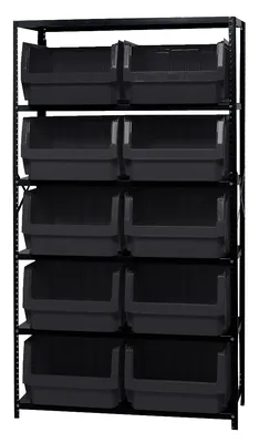 Quantum MSU-543BK Magnum Bin Steel Shelving, 42"W x 18"D x 75"H, 350 lb capacity, Gray