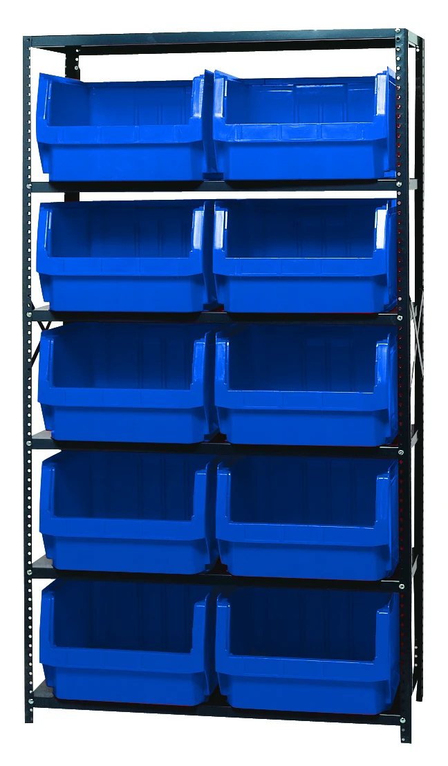 Quantum MSU-543BL Magnum Bin Steel Shelving, 42"W x 18"D x 75"H, 350 lb capacity, Gray