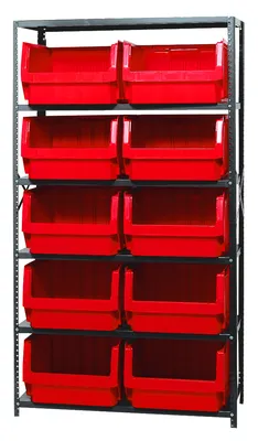 Quantum MSU-543RD Magnum Bin Steel Shelving, 42"W x 18"D x 75"H, 350 lb capacity, Gray