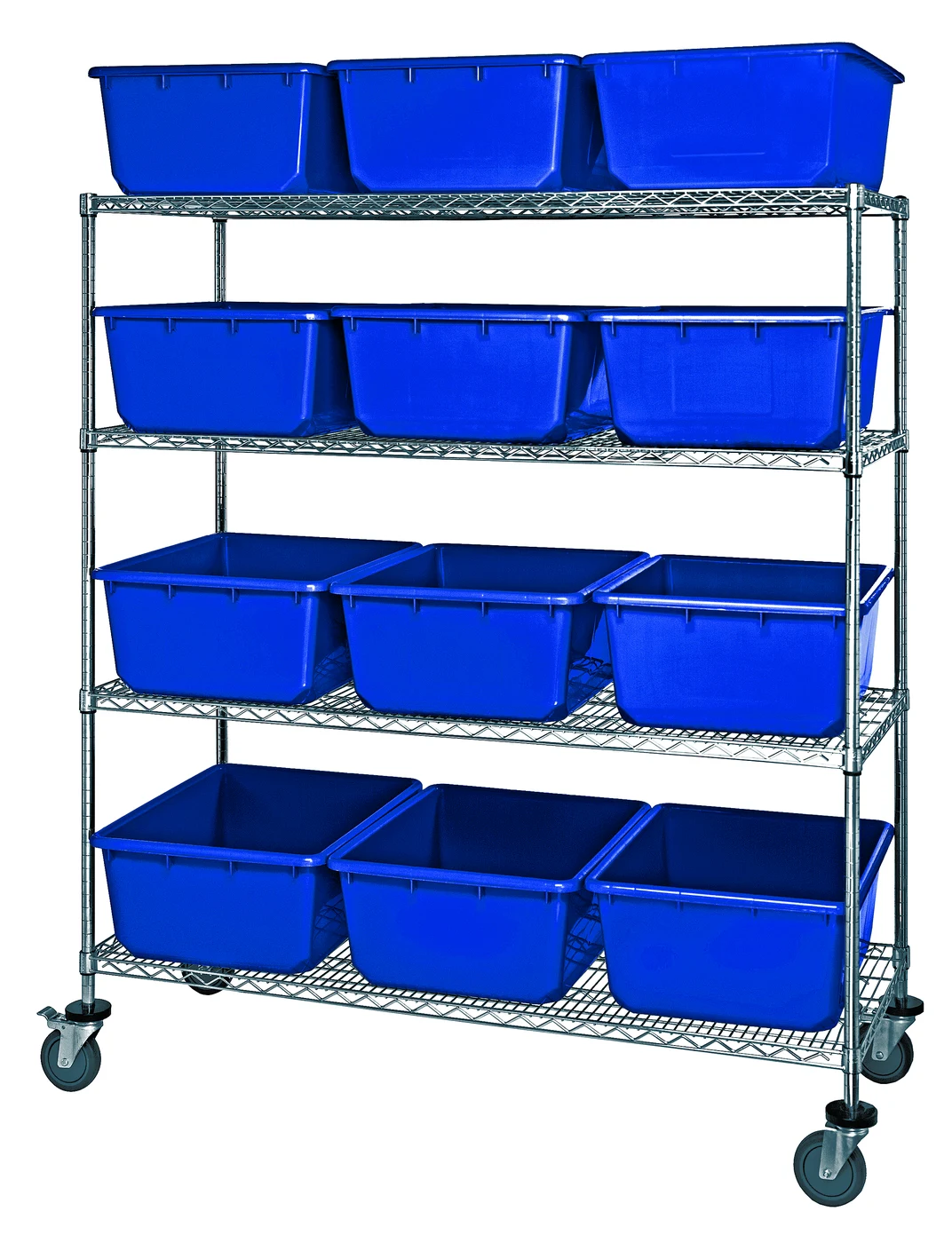 Quantum MWR4-2419-9BL Mobile Bin System Unit, 60"W x 24"D x 69"H, 800 lb capacity, Chrome