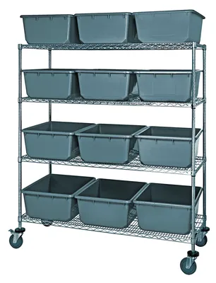 Quantum MWR4-2419-9GY Mobile Bin System Unit, 60"W x 24"D x 69"H, 800 lb capacity, Chrome
