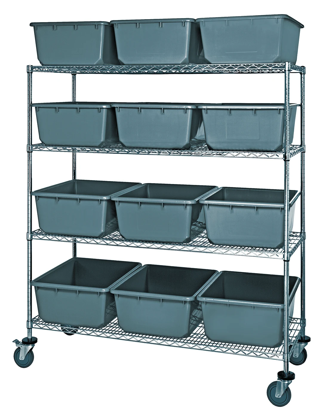 Quantum MWR4-2419-9GY Mobile Bin System Unit, 60"W x 24"D x 69"H, 800 lb capacity, Chrome