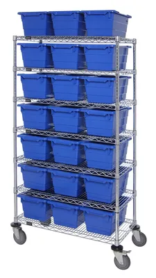 Quantum MWR7-1711-8BL Mobile Bin System Unit, 60"W x 18"D x 69"H, 800 lb capacity, Chrome
