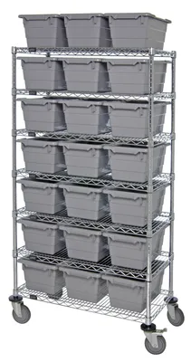 Quantum MWR7-1711-8GY Mobile Bin System Unit, 60"W x 18"D x 69"H, 800 lb capacity, Chrome