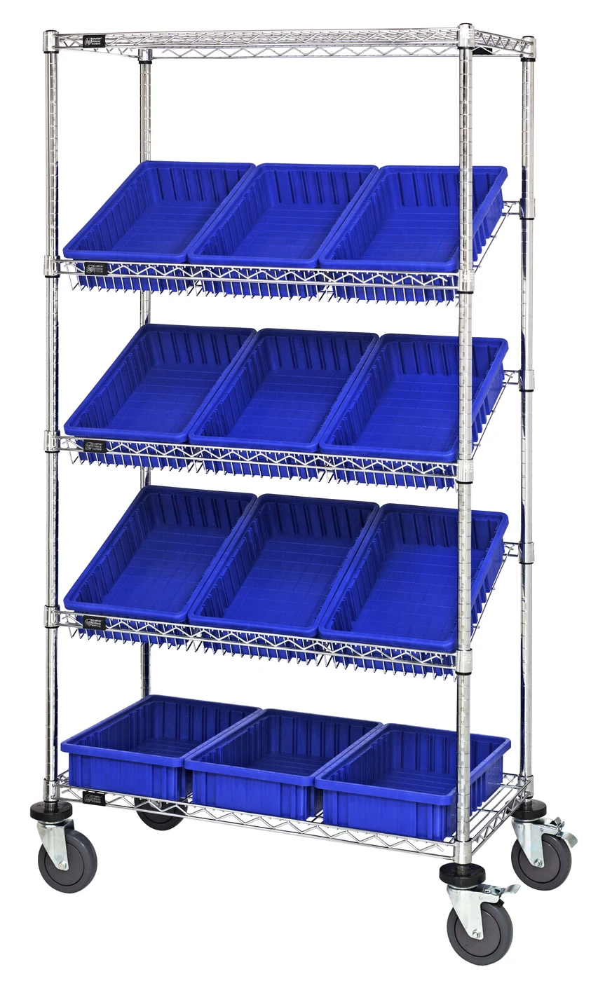 Quantum MWRS-5-92035BL Mobile Bin Systems Unit, 36"W x 18"D x 69"H, 400 lb capacity, Chrome