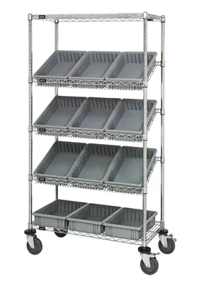 Quantum MWRS-5-92035GY Mobile Bin Systems Unit, 36"W x 18"D x 69"H, 400 lb capacity, Chrome
