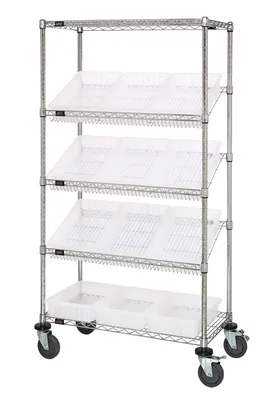Quantum MWRS-5-92035CL Mobile Bin Systems Unit, 36"W x 18"D x 69"H, 400 lb capacity, Chrome