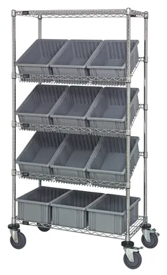 Quantum MWRS-5-92060GY Mobile Bin Systems Unit, 36"W x 18"D x 69"H, 400 lb capacity, Chrome