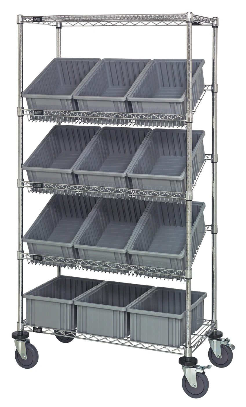 Quantum MWRS-5-92060GY Mobile Bin Systems Unit, 36"W x 18"D x 69"H, 400 lb capacity, Chrome