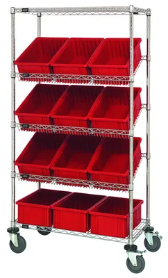 Quantum MWRS-5-92060RD Mobile Bin Systems Unit, 36"W x 18"D x 69"H, 400 lb capacity, Chrome