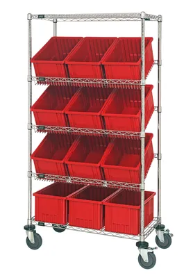 Quantum MWRS-5-92080RD Mobile Bin Systems Unit, 36"W x 18"D x 69"H, 400 lb capacity, Chrome