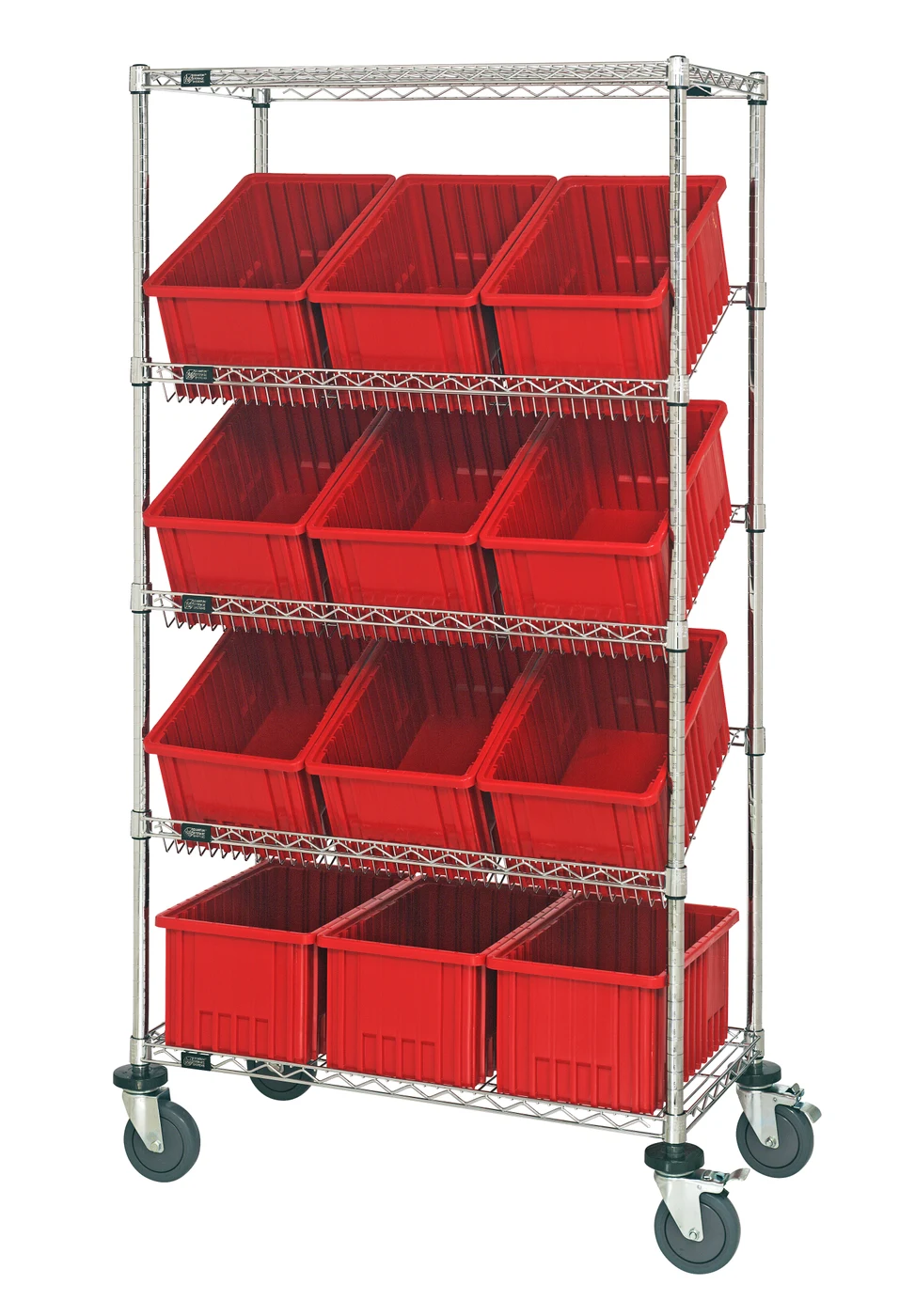 Quantum MWRS-5-92080RD Mobile Bin Systems Unit, 36"W x 18"D x 69"H, 400 lb capacity, Chrome