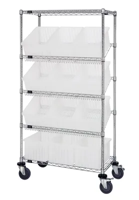 Quantum MWRS-5-92080CL Mobile Bin Systems Unit, 36"W x 18"D x 69"H, 400 lb capacity, Chrome