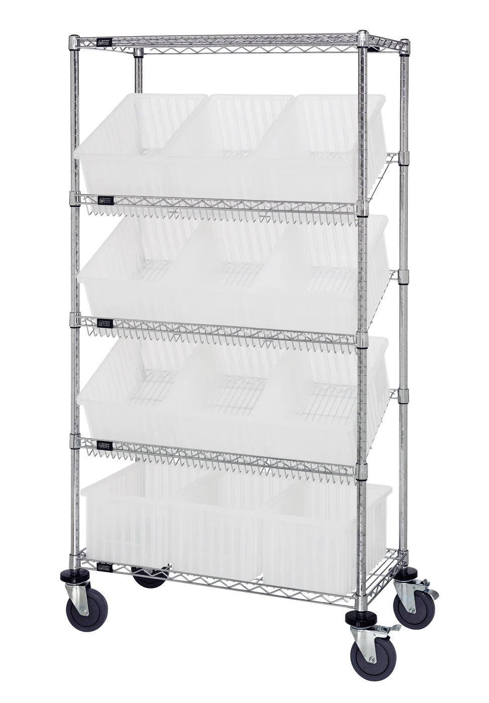 Quantum MWRS-5-92080CL Mobile Bin Systems Unit, 36"W x 18"D x 69"H, 400 lb capacity, Chrome