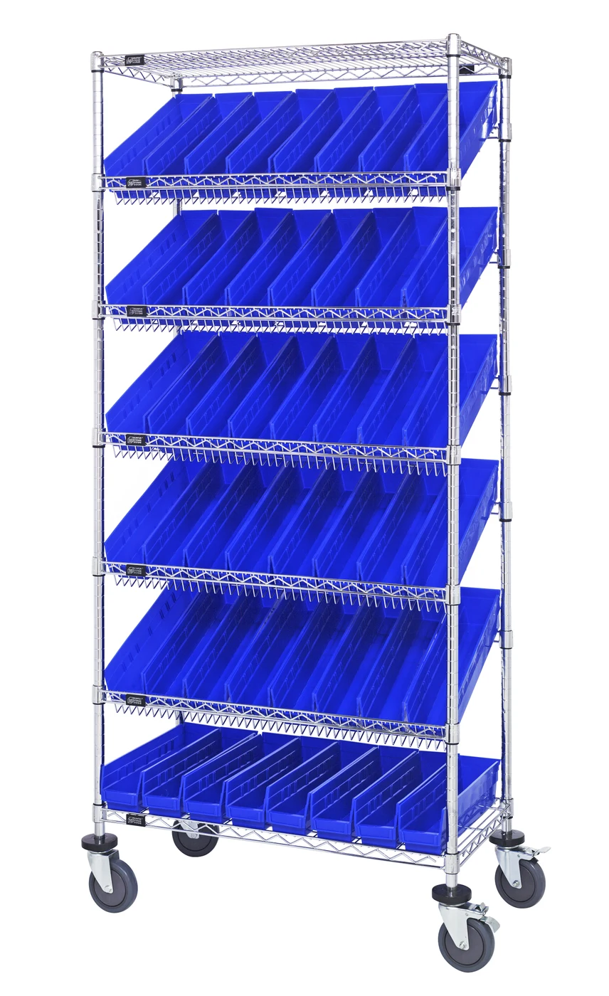 Quantum MWRS-7-103BL Mobile Bin Systems Unit, 36"L x 18"W x 80"H, 1200 lb capacity, Chrome