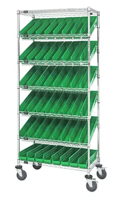Quantum MWRS-7-103GN Mobile Bin Systems Unit, 36"L x 18"W x 80"H, 400 lb capacity, Chrome
