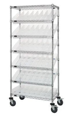 Quantum MWRS-7-103CL Mobile Bin Systems Unit, 36"W x 18"D x 80"H, 400 lb capacity, Chrome