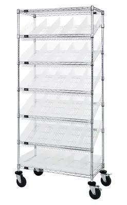 Quantum MWRS-7-104CL Mobile Bin Systems Unit, 36"W x 18"D x 80"H, 400 lb capacity, Chrome