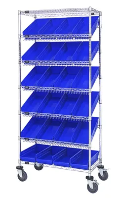 Quantum MWRS-7-108BL Mobile Bin Systems Unit, 36"L x 18"W x 80"H, 1200 lb capacity, Chrome