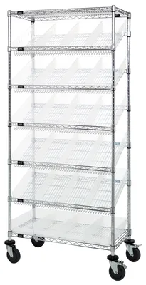 Quantum MWRS-7-108CL Mobile Bin Systems Unit, 36"W x 18"D x 80"H, 400 lb capacity, Chrome