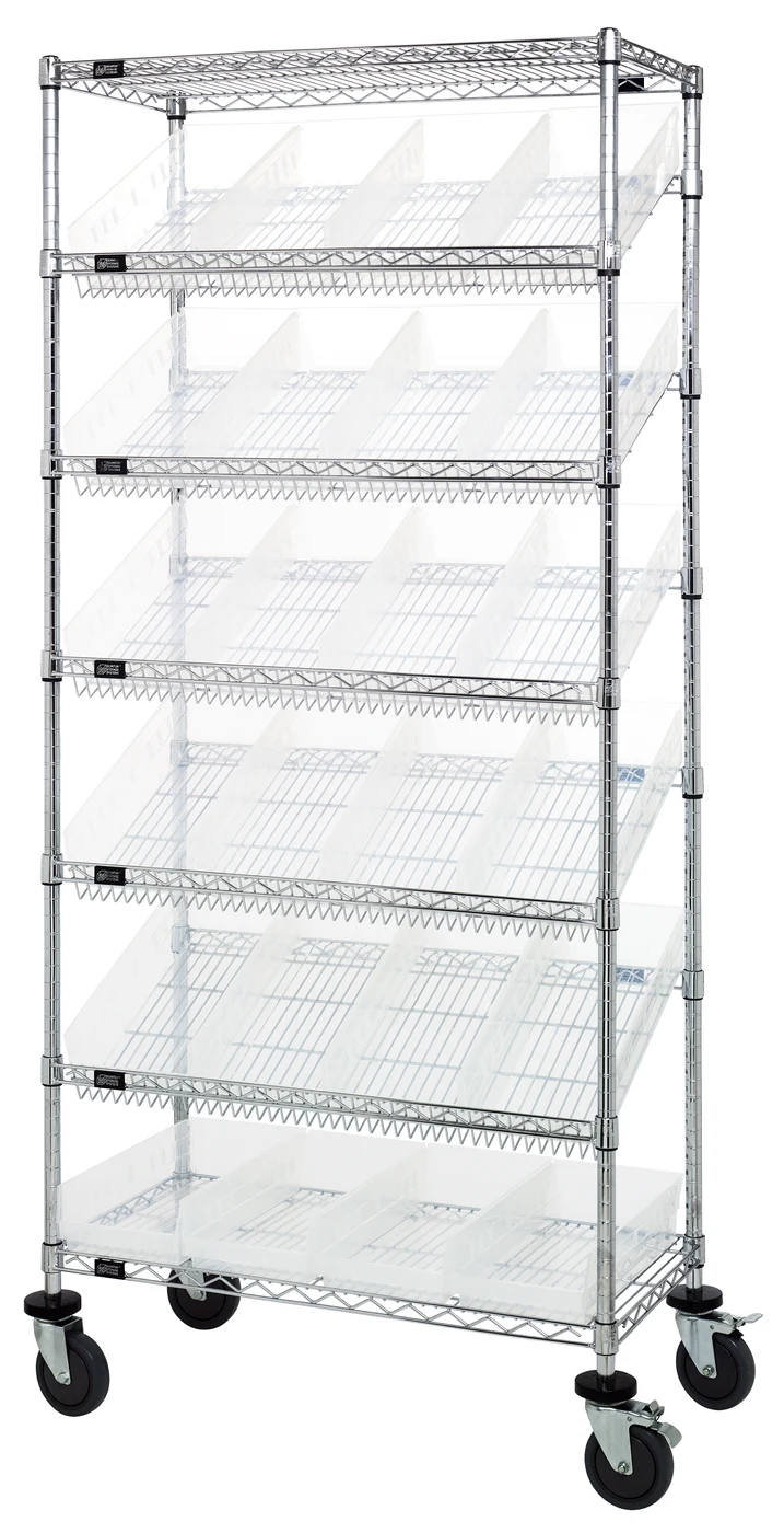 Quantum MWRS-7-108CL Mobile Bin Systems Unit, 36"W x 18"D x 80"H, 400 lb capacity, Chrome