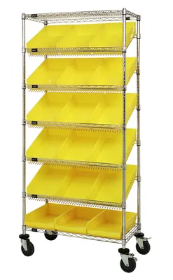 Quantum MWRS-7-110YL Mobile Bin Systems Unit, 36"L x 18"W x 80"H, 400 lb capacity, Chrome