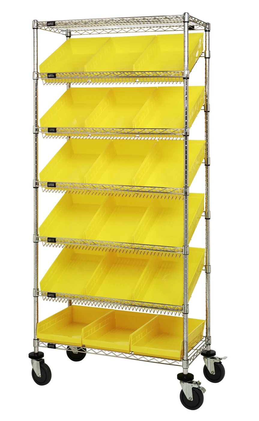 Quantum MWRS-7-110YL Mobile Bin Systems Unit, 36"L x 18"W x 80"H, 400 lb capacity, Chrome