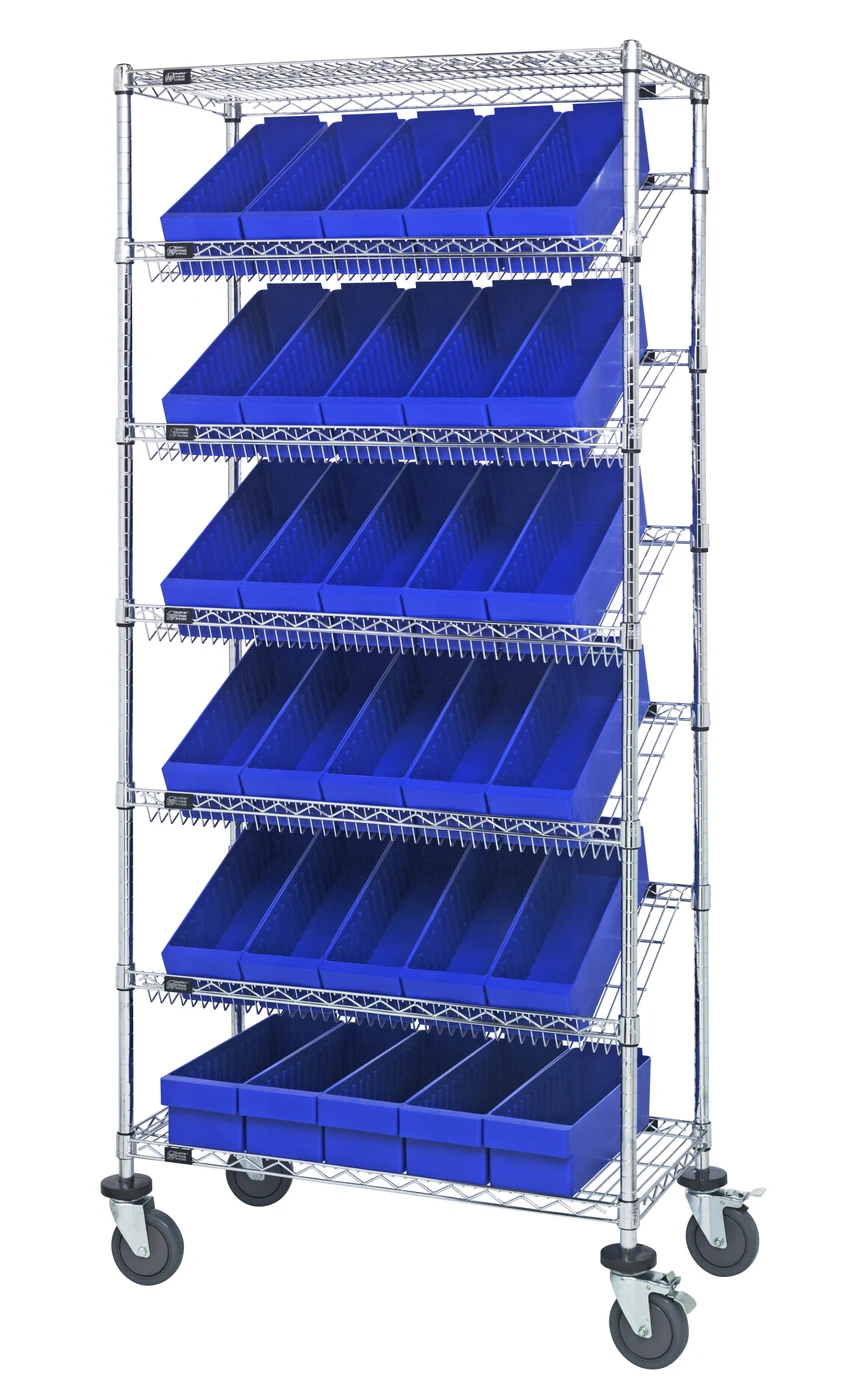 Quantum MWRS-7-602BL Mobile Bin Systems Unit, 36"L x 18"W x 80"H, 1200 lb capacity, Chrome