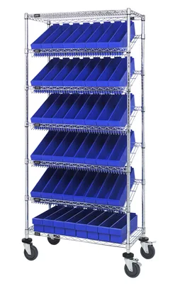 Quantum MWRS-7-604BL Mobile Bin Systems Unit, 36"L x 18"W x 80"H, 1200 lb capacity, Chrome