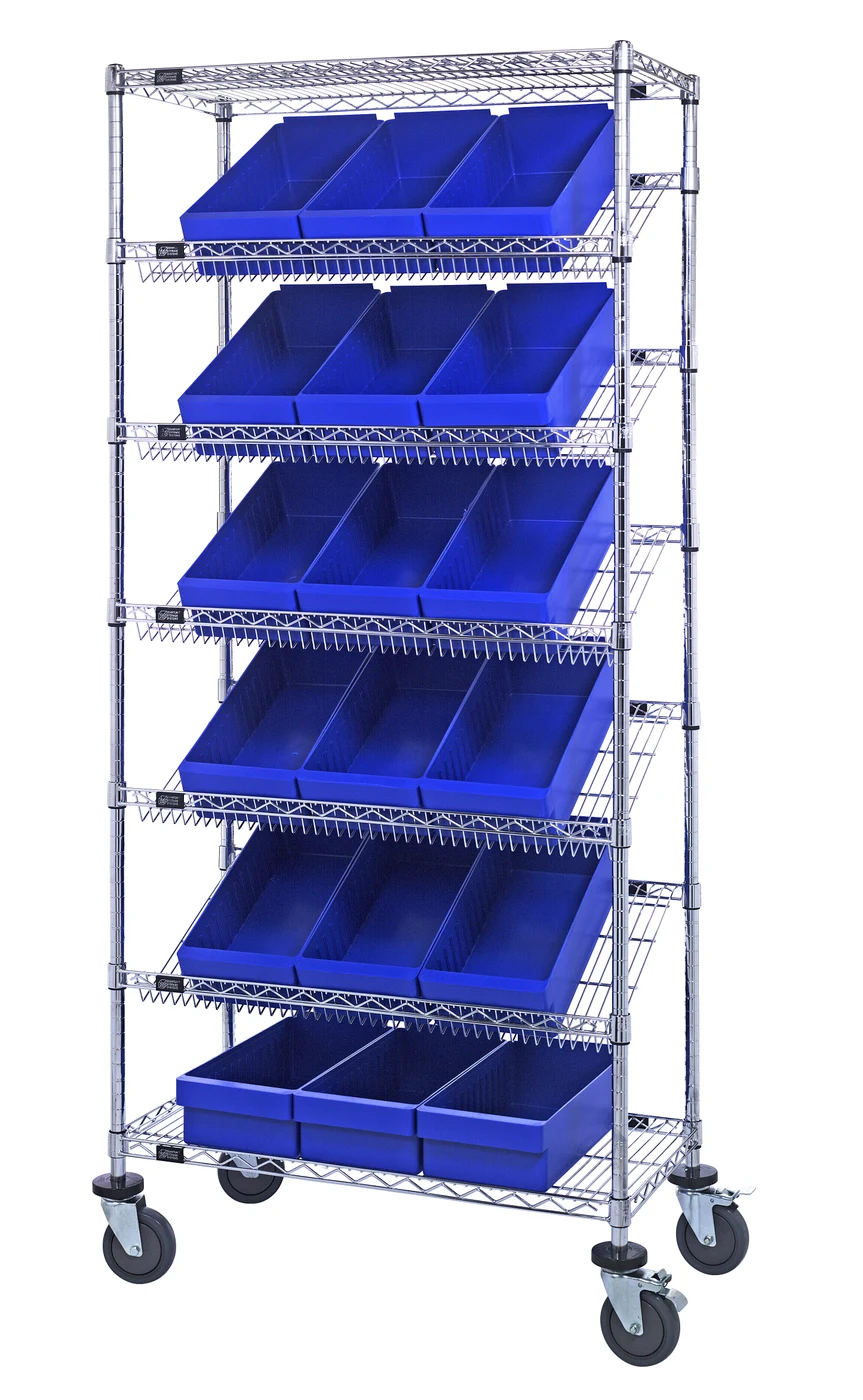 Quantum MWRS-7-606BL Mobile Bin Systems Unit, 36"L x 18"W x 80"H, 1200 lb capacity, Chrome