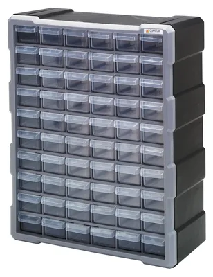 Quantum PDC-60BK Plastic Drawer Cabinet, 6-1/4"L x 15"W x 18-3/4"H, Black/Gray