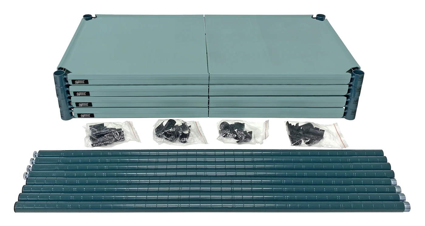Quantum 1424WPMS Solid Polymer Shelf Mat, 24"W x 14"D, 600-800 lb capacity, Green/Polymer