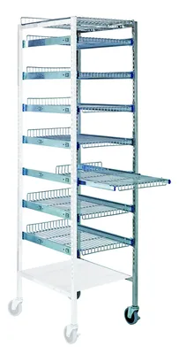 Quantum PS-A2475-7SC Partition Store Pull Out Basket Cart Add-On Unit with Wire Shelves, 800 lb capacity, Chrome