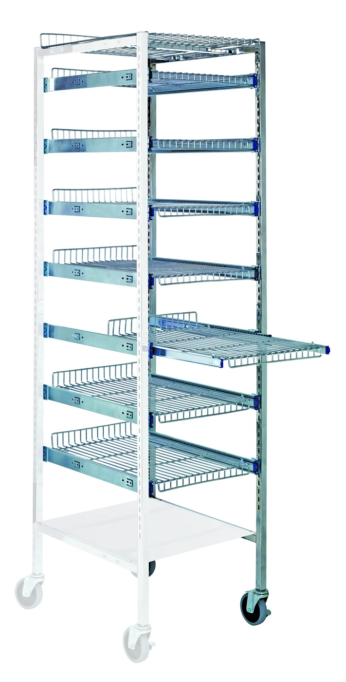 Quantum PS-A2475-7SWT Partition Store Pull Out Basket Cart Add-On Unit with Wire Shelves, 800 lb capacity, Chrome